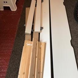 Wooden bed slats from Ikea. Excellent condition. Looks new.Including the panel and wood with castors.

Pick up only.
Comes from a clean home
