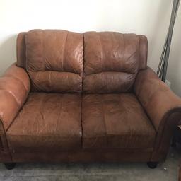 Two seater brown leather sofa and arm chair with foot stool.
£150, collection ASAP -
From a smoke free home in good condition.