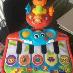 V tech animal spinning top and a piano - can attach the piano to a cot for smaller babies