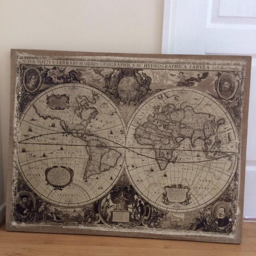 Linen World Map Wall Art in DE7 Erewash for £10.00 for sale Shpock