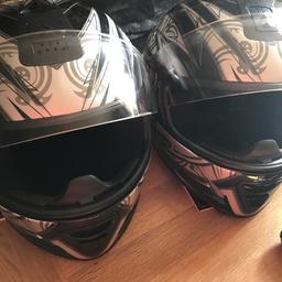 A pair of motorcycle helmets size L and M never been knocked good condition