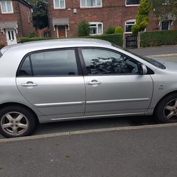 Toyota corolla
1.6 2003 petrol
Automatic
About 77000 mileage
No cat
2 keys
Good condition
Available to go ASAP
A few scratches which can be seen in pictures
