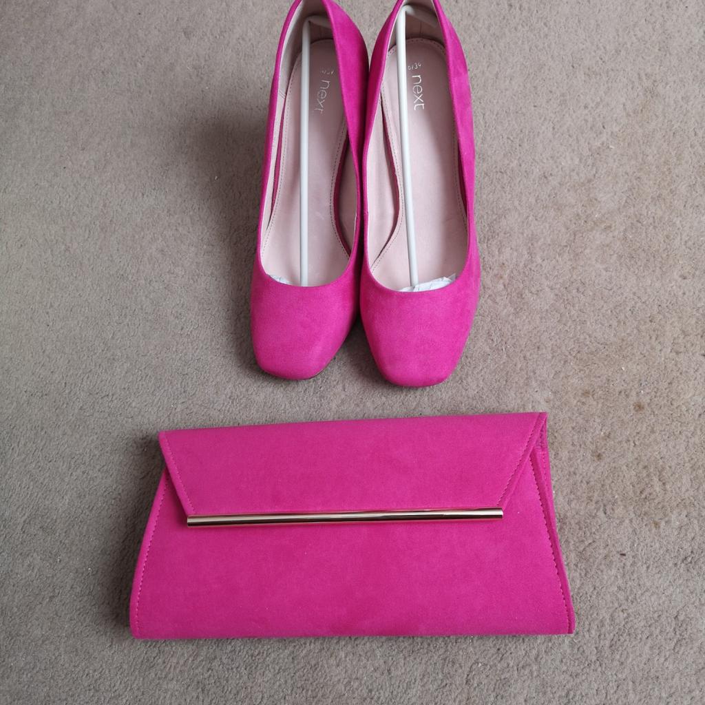 Hot pink shoes and matching bag on sale