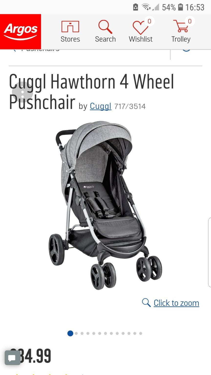 Cuggl Hawthorn 4 Wheel Pushchair in NW9 Barnet for 50.00 for sale Shpock