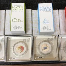complete 2017 Beatrix potter silver proof set

mintage Numbers

Peter Rabbit - 02504
Tom Kitten - 09368
Mr Jeremy Fisher - 19412
Benjamin Bunny - 10108

These are fully Boxed with COA, would make a great Christmas present for anybody.

Collection Buxworth