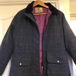 Gorgeous mid blue field coat with pink check.
Bought last winter but has sat in wardrobe and never been worn. 
Size 12