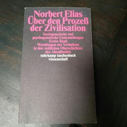 Hallo, ich verkaufe mein sehr interessantes soziologisches Buch über den Prozess der Zivilisation von Norbert Elias. Einige leichte Gebrauchsspuren sonst in einem wirklich guten Zustand.
Versand und Paypal gerne möglich

Kein Tausch