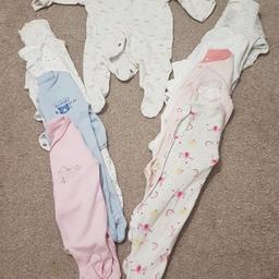 9 newborn baby sleep suits in good condition. Collection only.