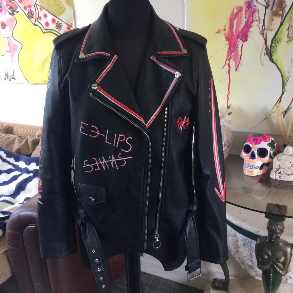 Graffiti leather jacket outlet zara