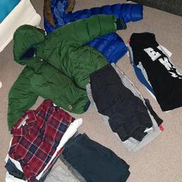 bundle of boys clothes from next, primark including: joggers, Jean's, shorts (age 3-4), shirts, tshirts, waistcoat and trouser suit, x2 coats