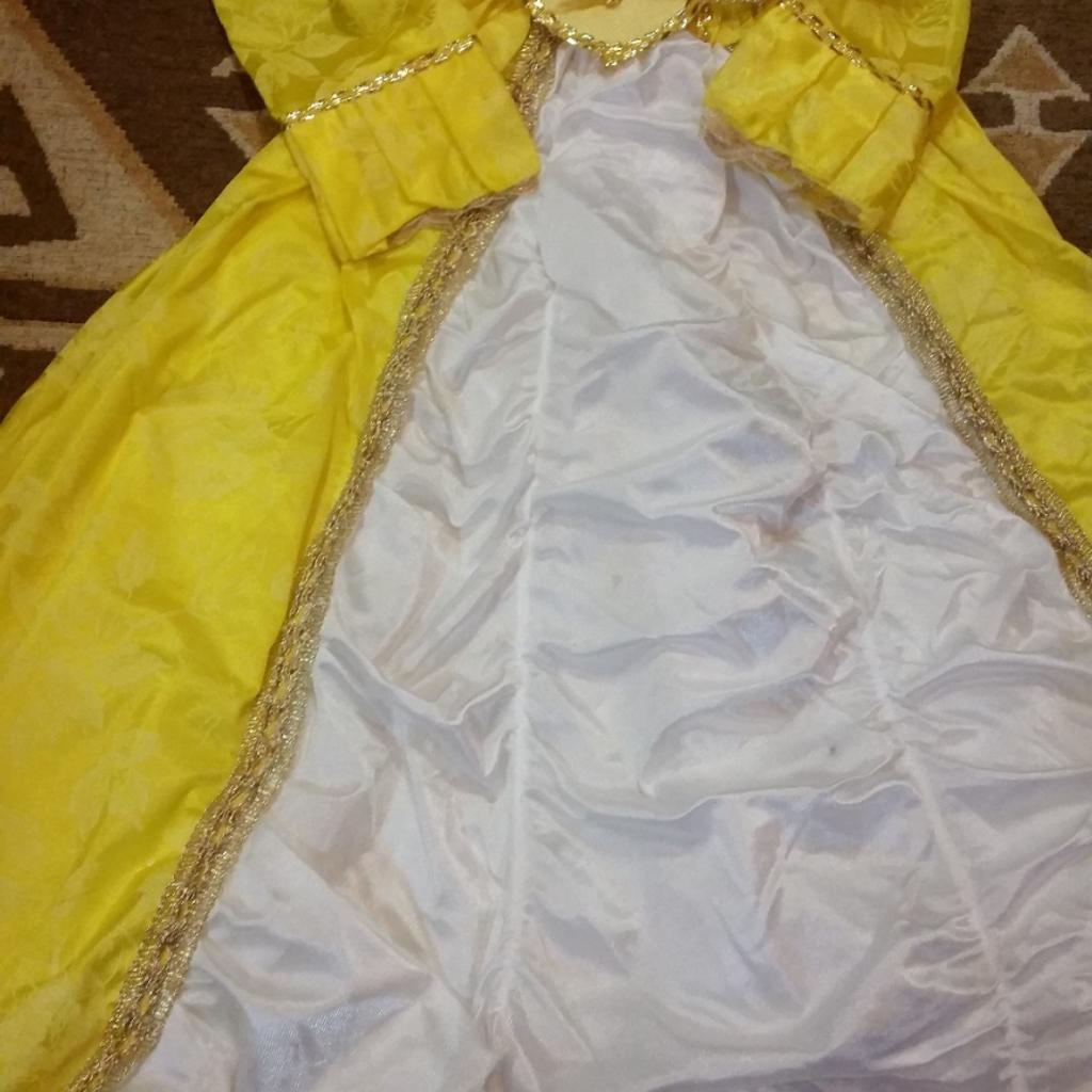 Costume Principessa Belle Per Bambina - Vestito Con Accessori (Corona, Bacchetta, Guanti, Collana), Taglie 2-8 Anni
