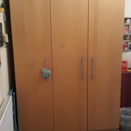Very good condition, sturdy double wardrobe plus adjoining matching cupboard. Will dismantle but buyer must collect. Thank you.