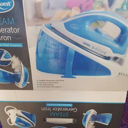 This Quest steam generator iron is perfect for quick crease removal and even on stubborn creases. Produces 20g/m of steam which relaxes the fibres in your garments, making it easier to remove all the creases and even in heavy fabrics such as denim and linen. The non-stick aluminium coated soleplate provides exceptional glide-ability that allows you to iron your garments with ease every time. With up to 1.5 litres capacity detachable tank that allows you to work more between refills. New item
