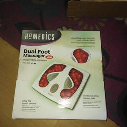 NEVER BEEN OUT OF BOX. DUAL FOOT MASSAGER. SOOTHING WARMTH WARMS AND RELAXES FEET ASWELL AS STIMULATING CIRCULATION IN LEGS. GREAT CHRISSY PREZ. ON SALE FOR £55 ON AMAZON. COLLECTION ONLY AS DON'T DRIVE. HALL GREEN B28. POSTAGE À Possibility. REDUCED FOR QUICK SALE!! WILL CONSIDER SENSIBLE OFFERS.. MAKE ONE AND SEE!!