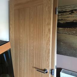 2 x soho oak veneer doors with all door furniture, excellent condition just surplus to requirements 
Both doors are right side hung opening inwards and measure approx 30” x 78” tall.
£15 each or both for £25.