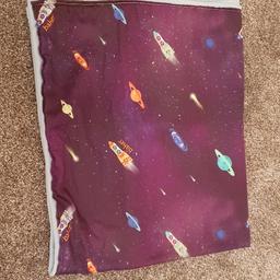 Hand made blanket, never used, has a fleece backing.
