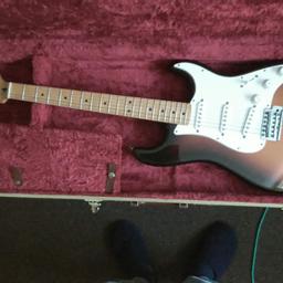 For sale: Mexican Fender Stratocaster, 2009 standard. With tweed Hardcase. Beautiful condition for 10 yrs old, 2part sunburst finish with gold flecks looks lovely.