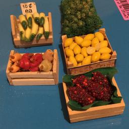 Dolls house crates of food and sack.
Postage £3.95