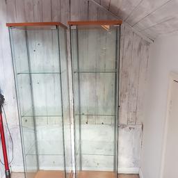 2 x glass cabinets in good used condition, they could do with a bit of a clean but no other damage.

Collection only from north camp