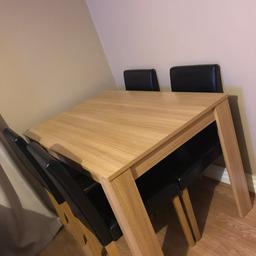 Lovely table and chairs no marks or scratches literally like new only selling as changed front room decor bought for 220 last year from dunelm buyer would need to collect asking 100 ovno