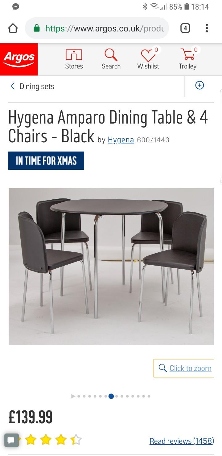 Hygena Amparo Dining Table and 4 chairs in DL2 Faverdale for £80.00 for sale Shpock