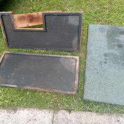 FREE FOR REPAIR PROJECT.

Floor & upper floor for apx 3ft wide double hutch. Ramp - needs felt.

Piece of plywood if any use for roof template.

May have hinges for roof.
Several metal grilles / panels.

Side panels 'slot in pieces ' - both sides for top level.

One door frame ok (all wood one).
Other three doors (grille inserts) need wood replacing / carpentry as grilles are coming out as were badly chewed.

3 of 4 roof edges. Part of back.

Blackburn bb2 SELF BUILD PROJECT