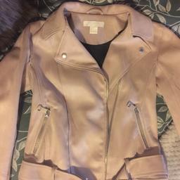 Suede Biker jacket - light pink bought from H&M. Original price was £49.99. Worn once only. Good condition. Currently sold out online. Small size.