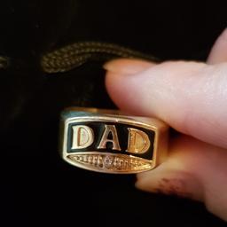 dad ring gold bonded, around a size r, lovely chunky ring will not lose colour, make a lovely xmas gift