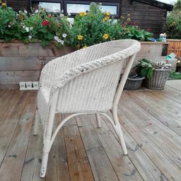 White painted rattan chair
