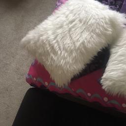 2 White fluffy cushions condition very good
