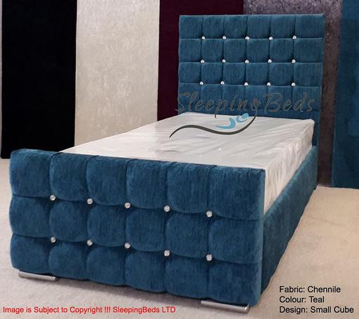 Buy & Sell Greater Manchester Manchester - Photos for Single Teal Chenille Fabric Bed Frame