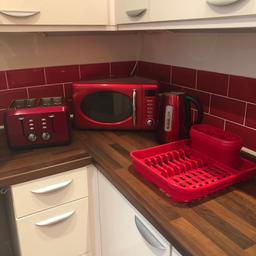 Includes a 4 slice toaster, kettle, microwave, retro clock and dish rack.

All in great condition and fully working. Only selling due to colour scheme change.

Can sell individually but would rather sell as a set. Open to reasonable offers.

Collection only please.