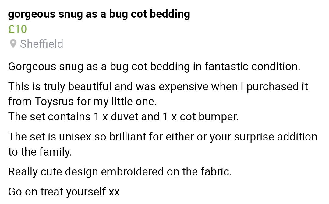 snug as a bug cot Bedding in S13 Sheffield für 5,50 £ zum Verkauf Shpock DE