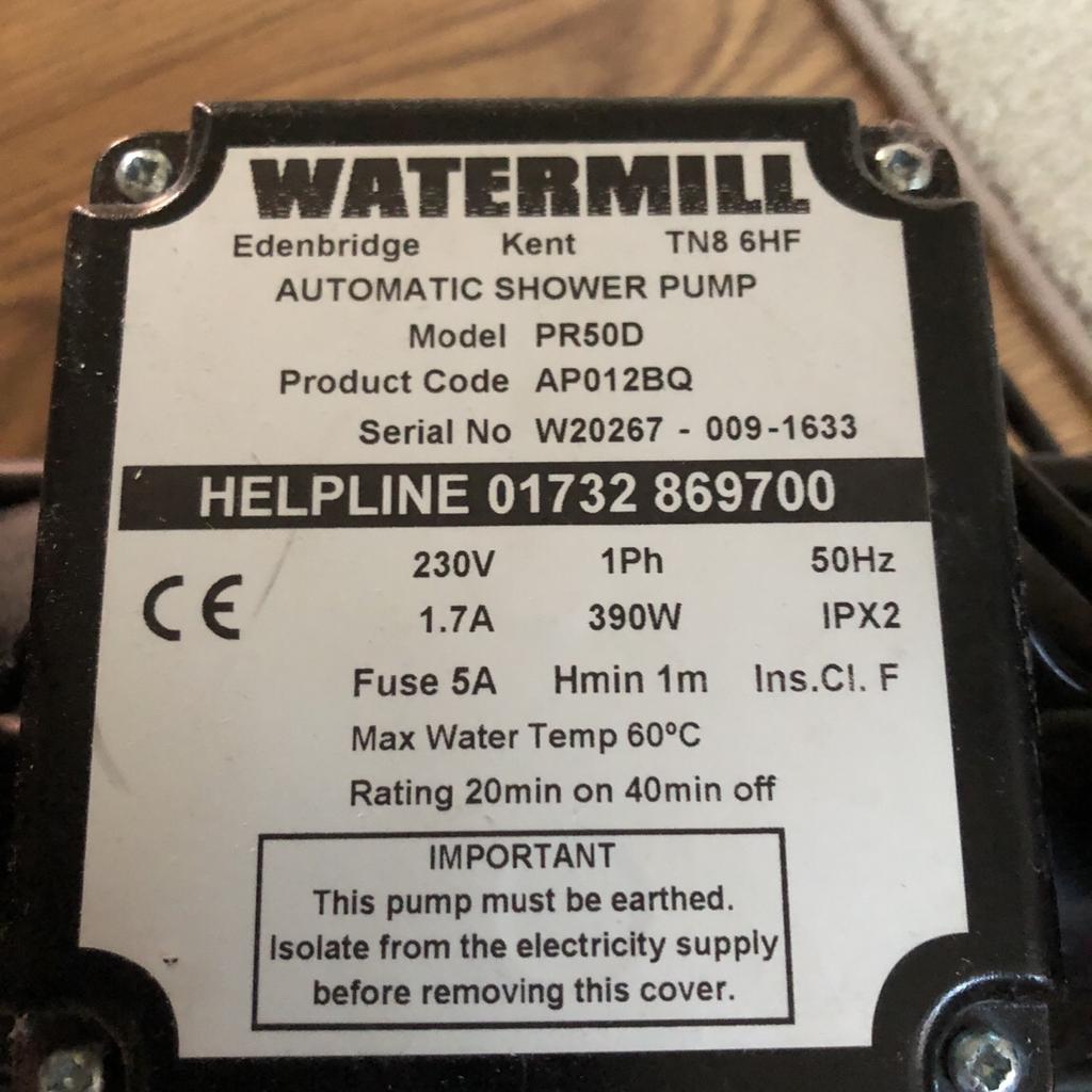 Watermill PR50D shower pump in RM15 Aveley for £40.00 for sale Shpock