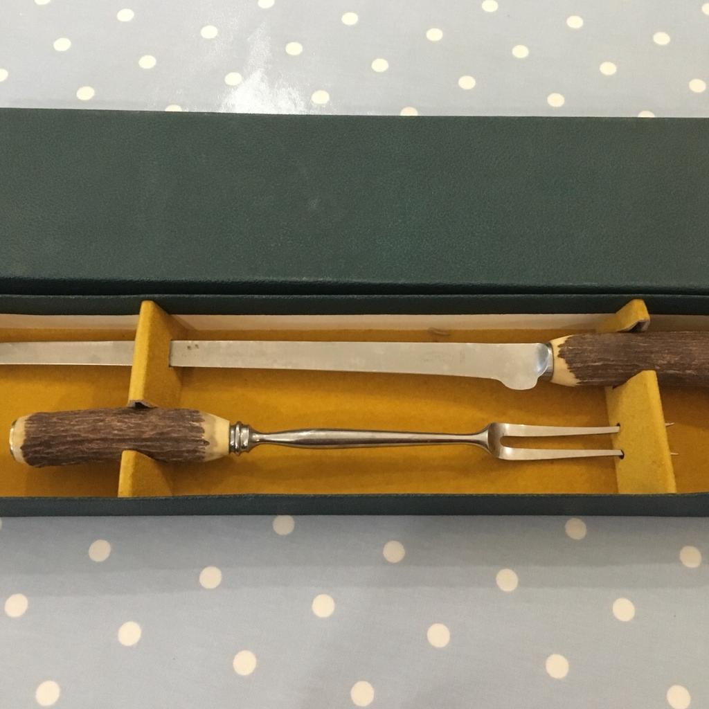 Vintage Bone Antler Handle Meat Carving Set in South Derbyshire for £15