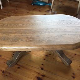 Heavy oak coffee table. Cost £250 new, reluctant sale. 130cm x 65cm. Beautiful coffee table, excellent condition only 6 months old. 