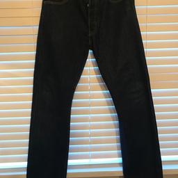 Men’s Levi 501 Jeans. Dark indigo. Button fly. 
W:34 L:32. 
Like new hardly worn.