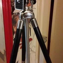 vintage rare telescopic folding tripod..4 ft 2
 genuine case with hand handle
tripod collapses to 9 inches
belonged to my family FOR years.
by colon quailty at its best.!!!!
OFFERS WELCOME
