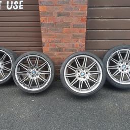 BMW 3-Series E46sport MV2 Style replica alloy wheels and set of free tyres looking superb ,1 tyre need change coz of size

They are all balanced and have new Centre caps

no cracks nor have they been welded either
Nearest offer 07885237256