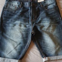 denim & co men's size 38 dark blue denim shorts