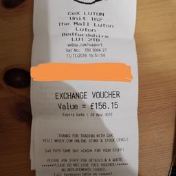 £156.15 voucher for CEX for only £140. Grab some money off your next purchase. Valid at any store in the country. I can transfer instantly via email or actually post you the physical receipt voucher.