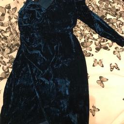 Beautiful dark blue brushed velvet dress. Only worn once size 14. Great for the Christmas party
