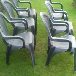 6 green resin garden chairs handy extra seating for those Xmas parties looming pick up or can deliver local