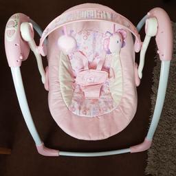 lovely pink baby swing, plays music and swings your little 1 to sleep, excellent condition.