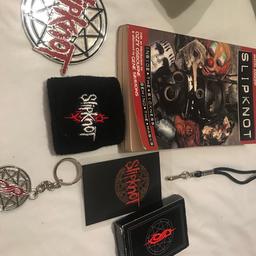 Slipknot set
Includes
•pack of cards
•belt buckle
•all access pass
•wrist band
•key ring
•book
Pick up only
Cash only