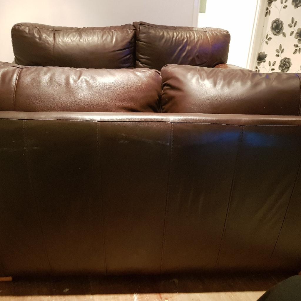 Dark brown leather sofa in OL9 Oldham for £300.00 for sale Shpock