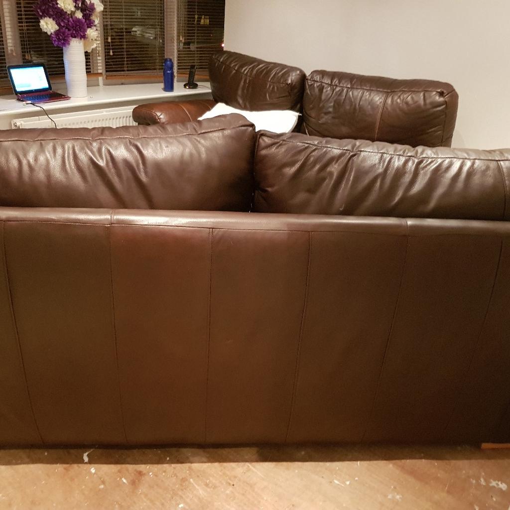 Dark brown leather sofa in OL9 Oldham for £300.00 for sale Shpock