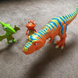 Buddy, Tiny and from the dinosaur train tv program.
Press the buttons on them to hear them talk and they interact with each other.
Loads of fun for a dinosaur fan.
Great Xmas present