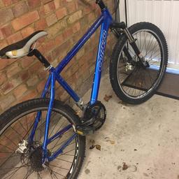 Medium frame, 26” wheels. Has clear signs of use. Needs new rear derailleur and shifter, front brake pads and a new chain. Selling as I have a new bike now. Collection only