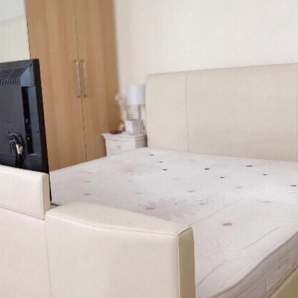 Super King size TV bed frame Real Leather VGC in SE1 London für £ 650